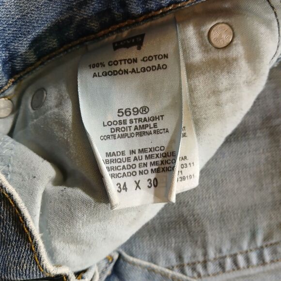 Vintage Levis Mens 36x28 (Tag 34x30) Blue 569 Loose Straight Denim Jeans Grunge - Picture 3 of 13